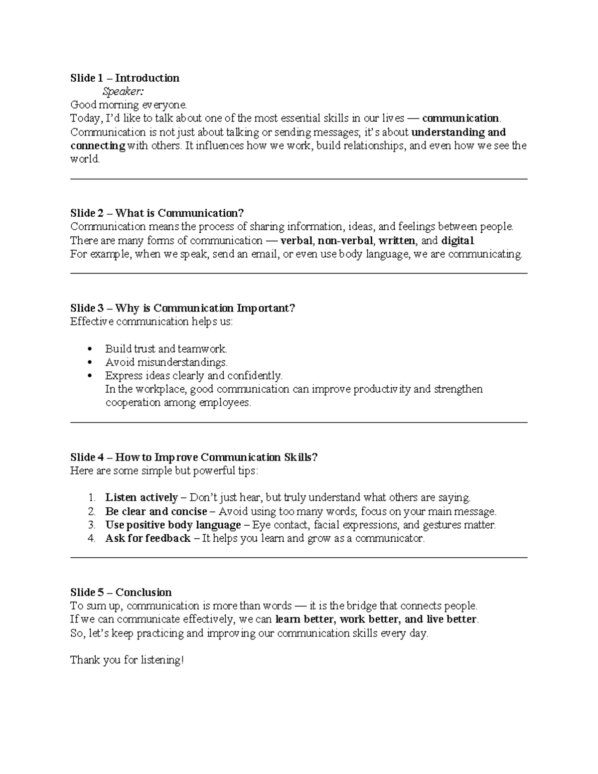 ESP 101: Communication Skills Overview and Improvement Strategies - Studocu
