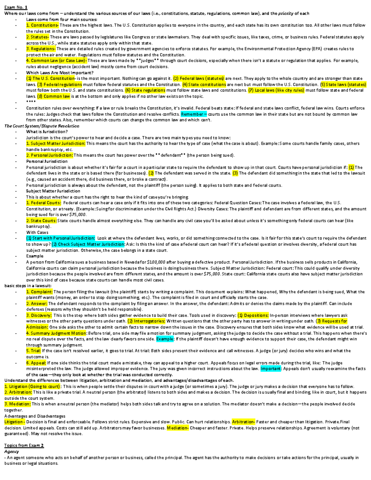 L201 Final Exam: Understanding Sources of Law and Jurisdiction - Studocu