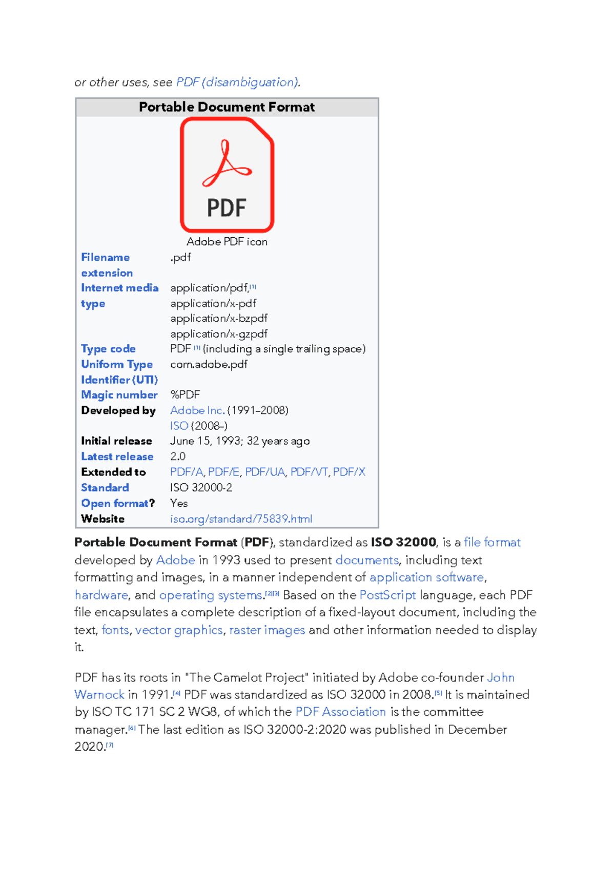 PDF File Format Overview and Specifications (ISO Standard) - Studocu