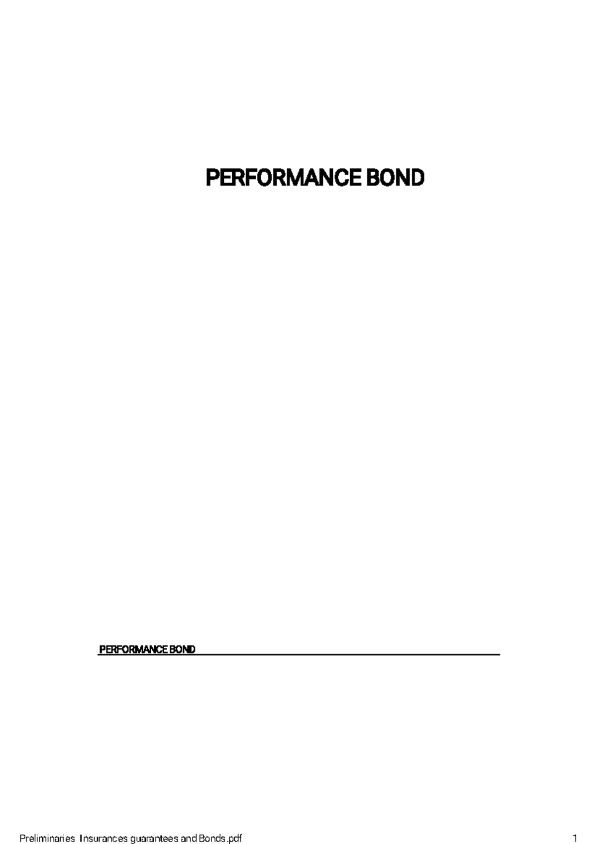 PERFORMANCE BOND & INSURANCE GUIDELINES (PRELIMINARIES) - Studocu