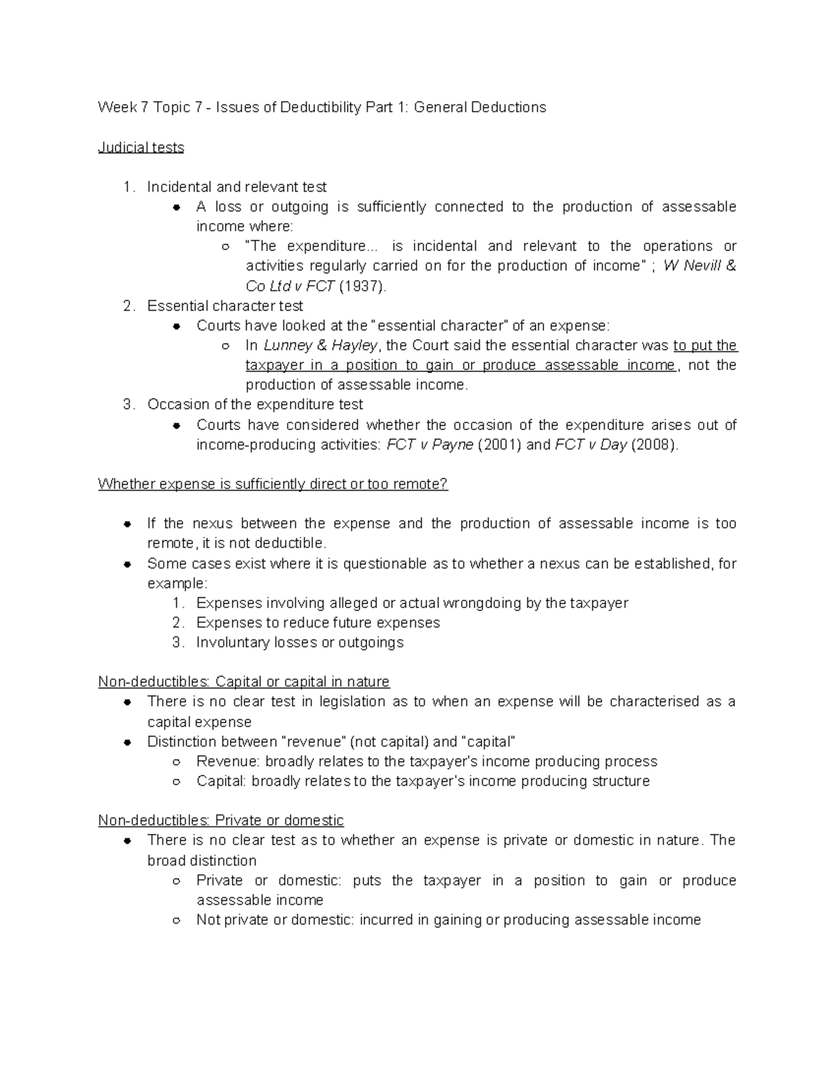 Week 7 Topic 7 - General Deductions and Their Judicial Tests - Studocu
