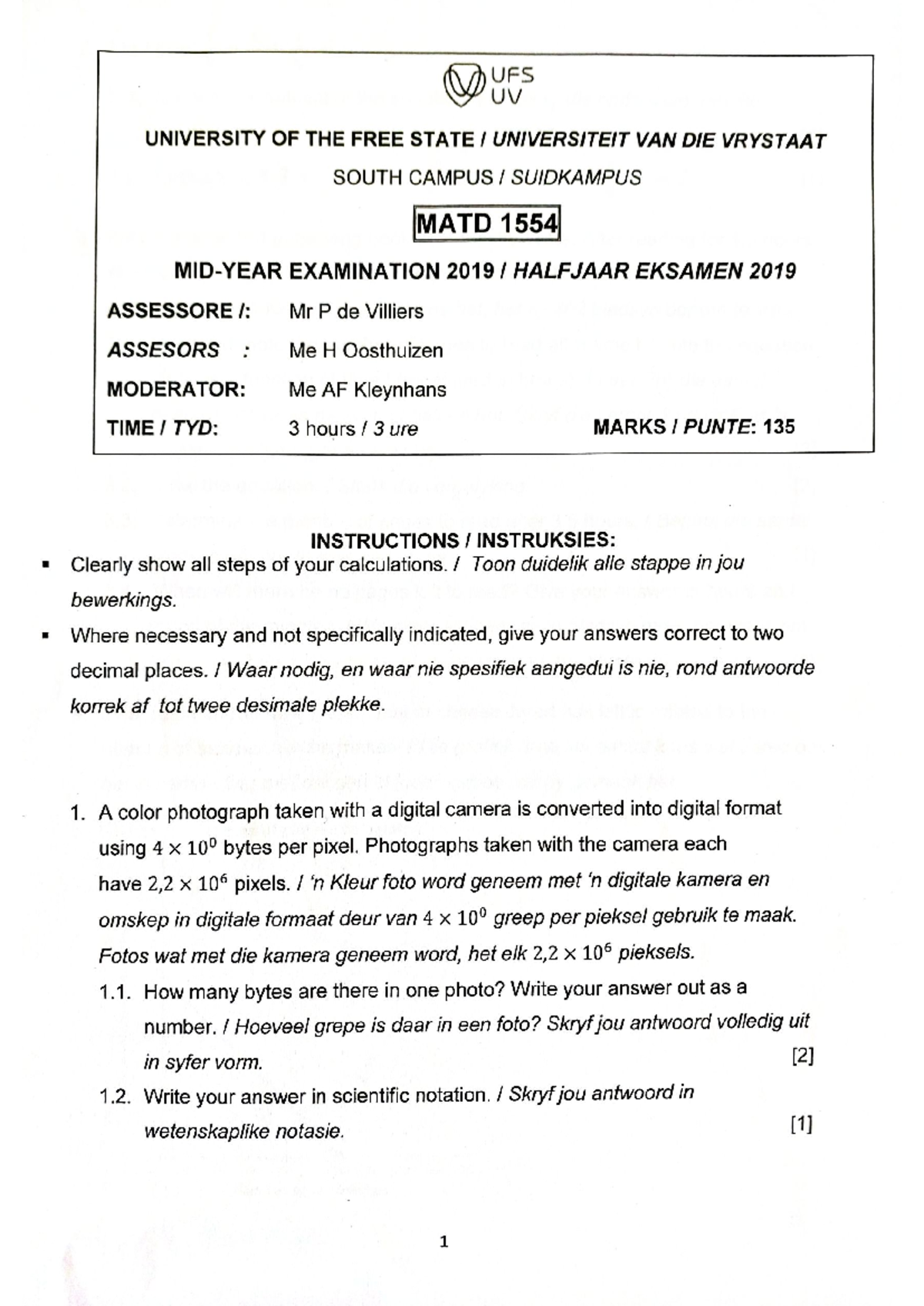 MATD 1554 Mid-Year Exam Study Guide 2019 - Studocu