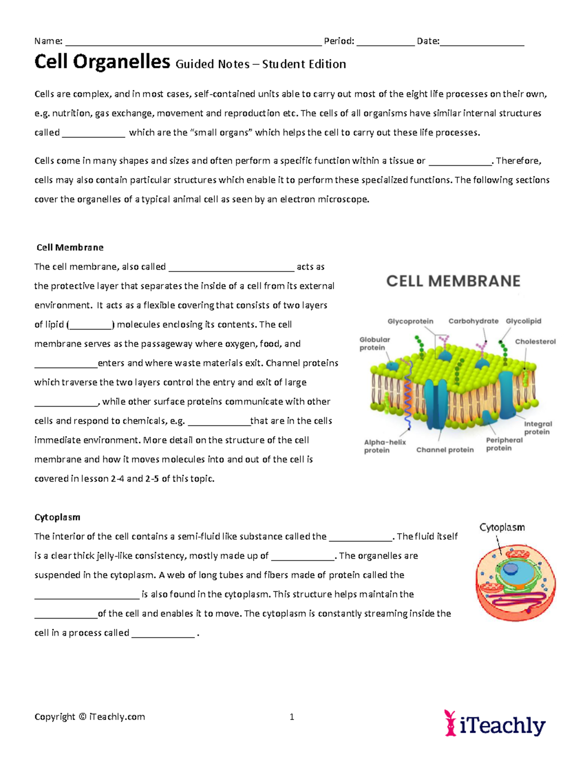 Cell Organelles Guided Notes SE (Course Code: 2 3) - Studocu