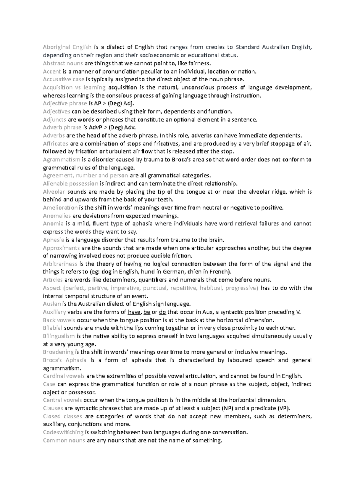LING101 Lecture Notes - linguistics, phonetics, phonology, language ...