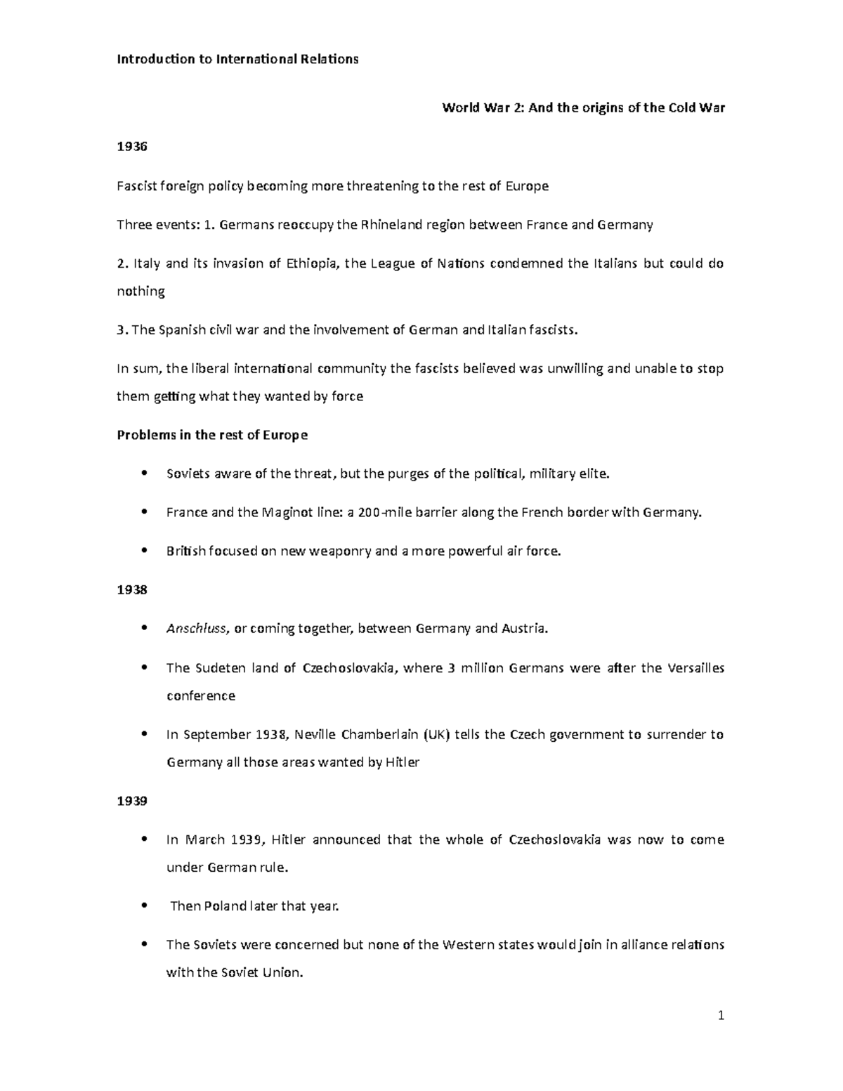 Apuntes: WW2 and Cold War Origins - Intro to International Relations ...