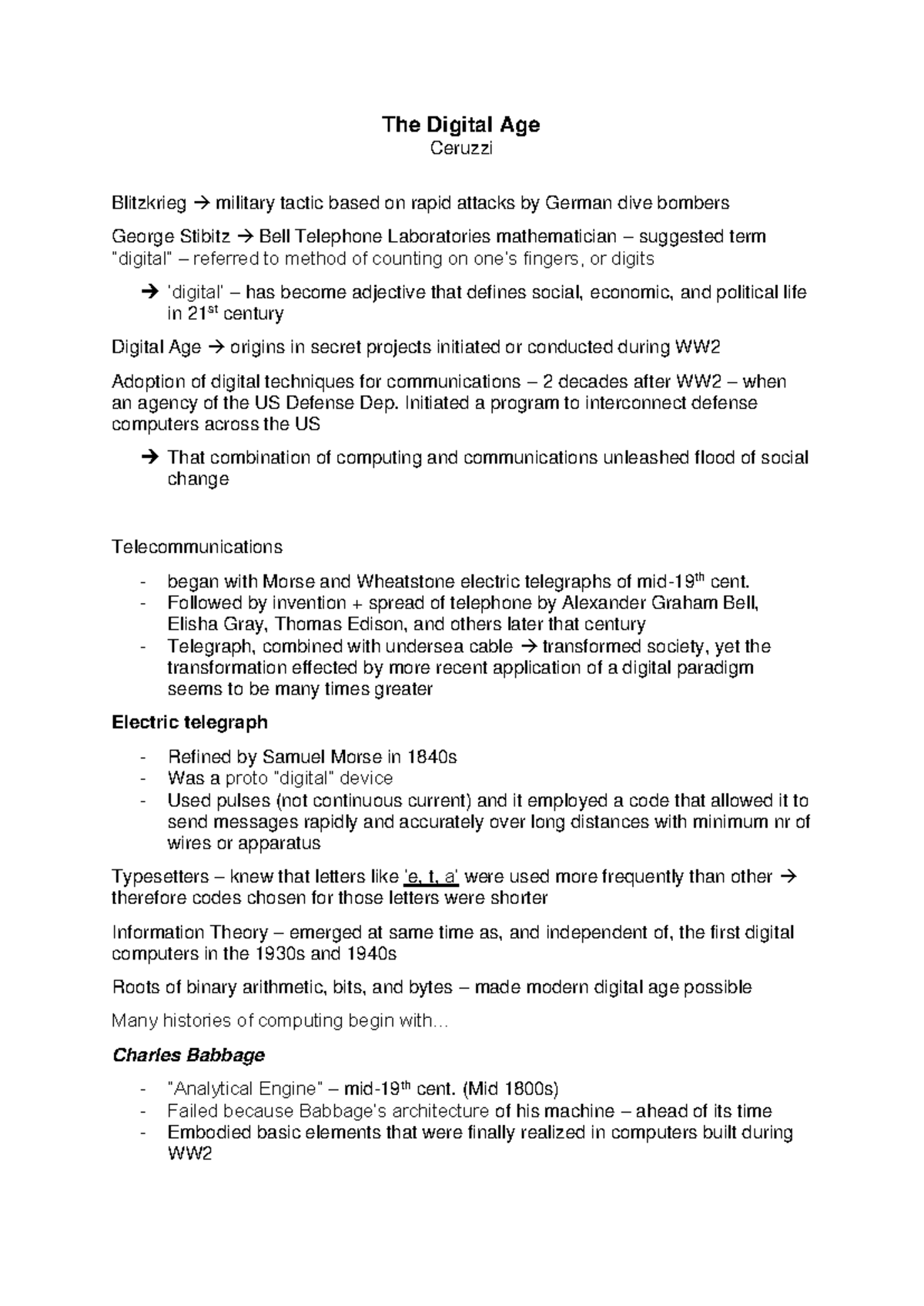 Digital Age Insights: Semester 1 Notes on Computing Evolution - Studocu