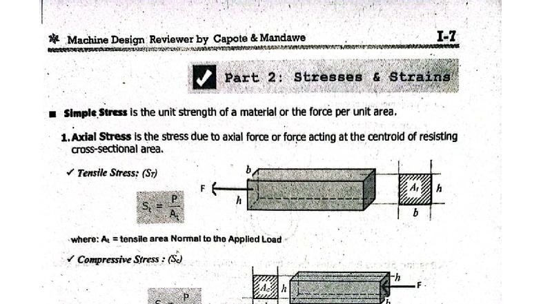 Machine Design Reviewer (MD 101) - Stresses and Strains Part 2 - Studocu