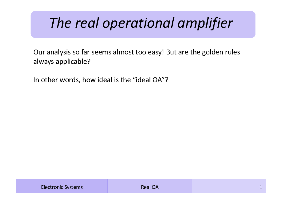 06L - Lessons on Real Operational Amplifiers and Their Nonidealities ...