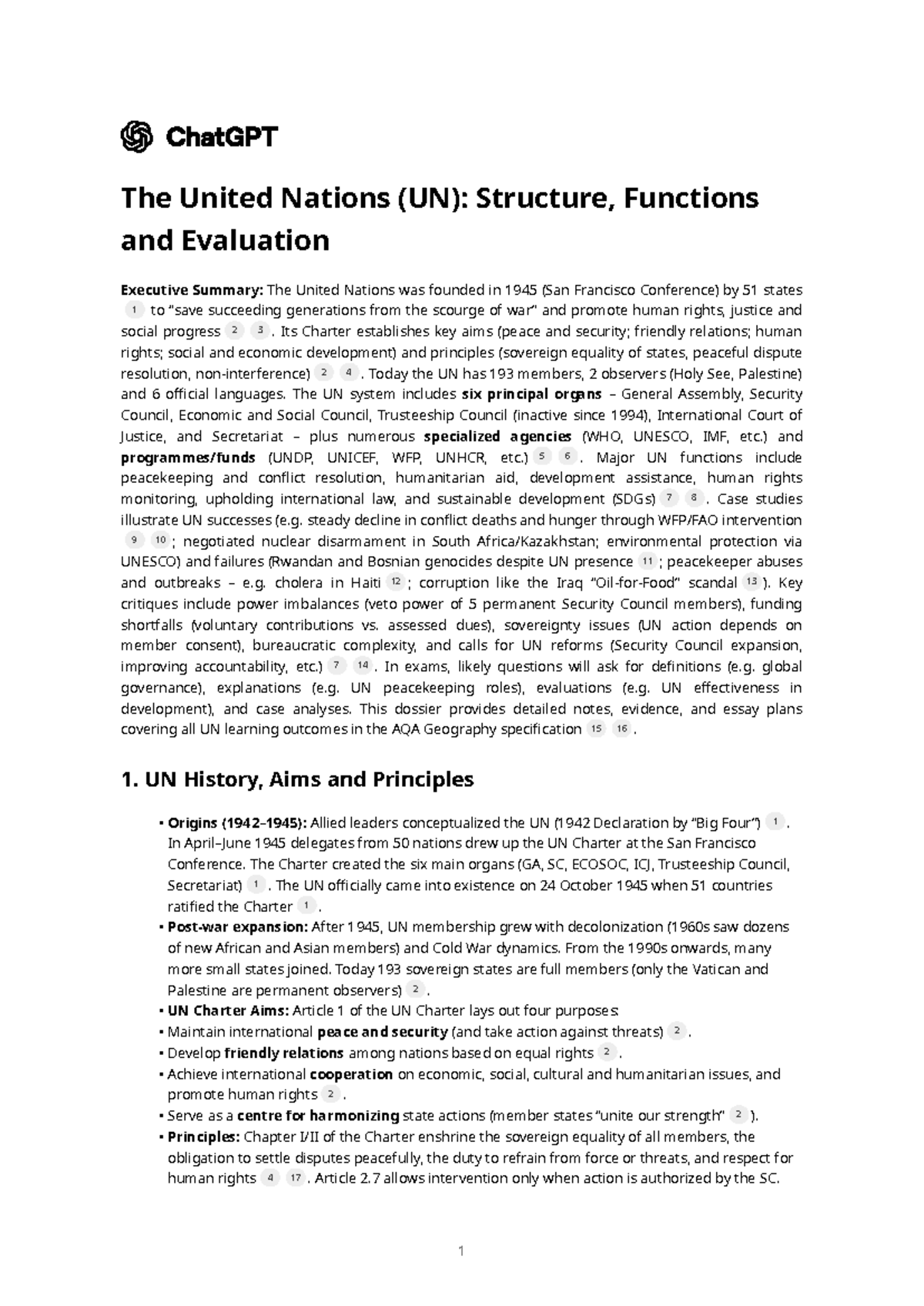 UN Structure, Functions & Evaluation: A Comprehensive Overview - Studocu