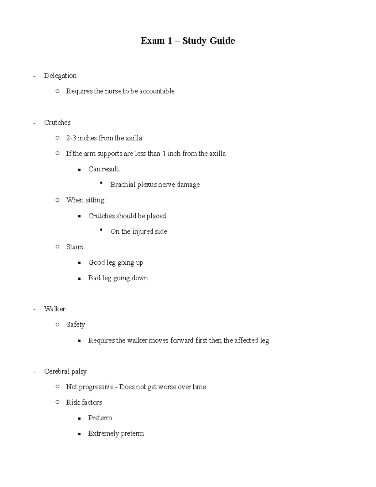 Exam 1 Study Guide: Key Concepts in Nursing Care and Patient Management ...