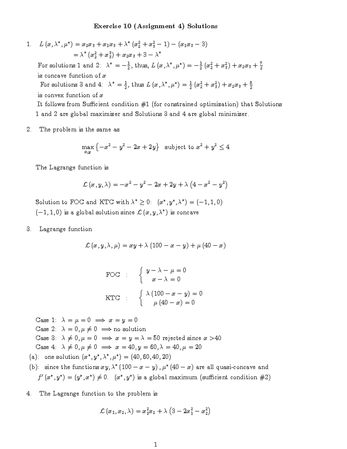 Exercise 10: Solutions for Assignment 4 - Studocu