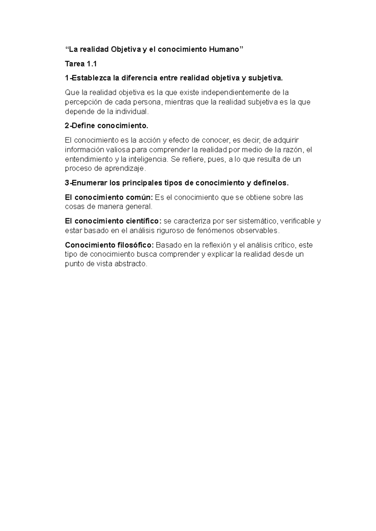 comparación de la realidad objetiva - “La realidad Objetiva y el ...