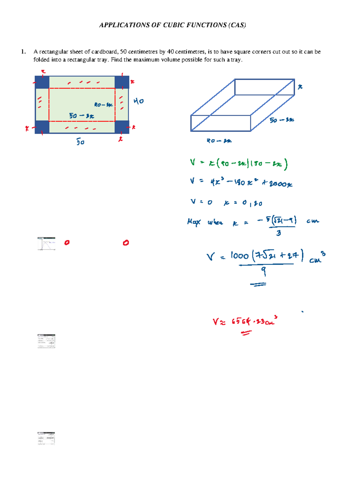Applications of Cubic Functions (CAS) - Solutions and Volume ...