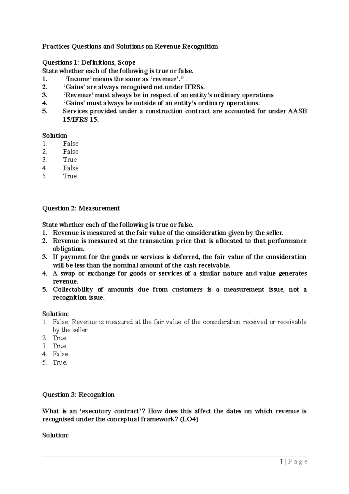 Revenue Recognition Practice Questions & Solutions (AASB 15/IFRS 15 ...