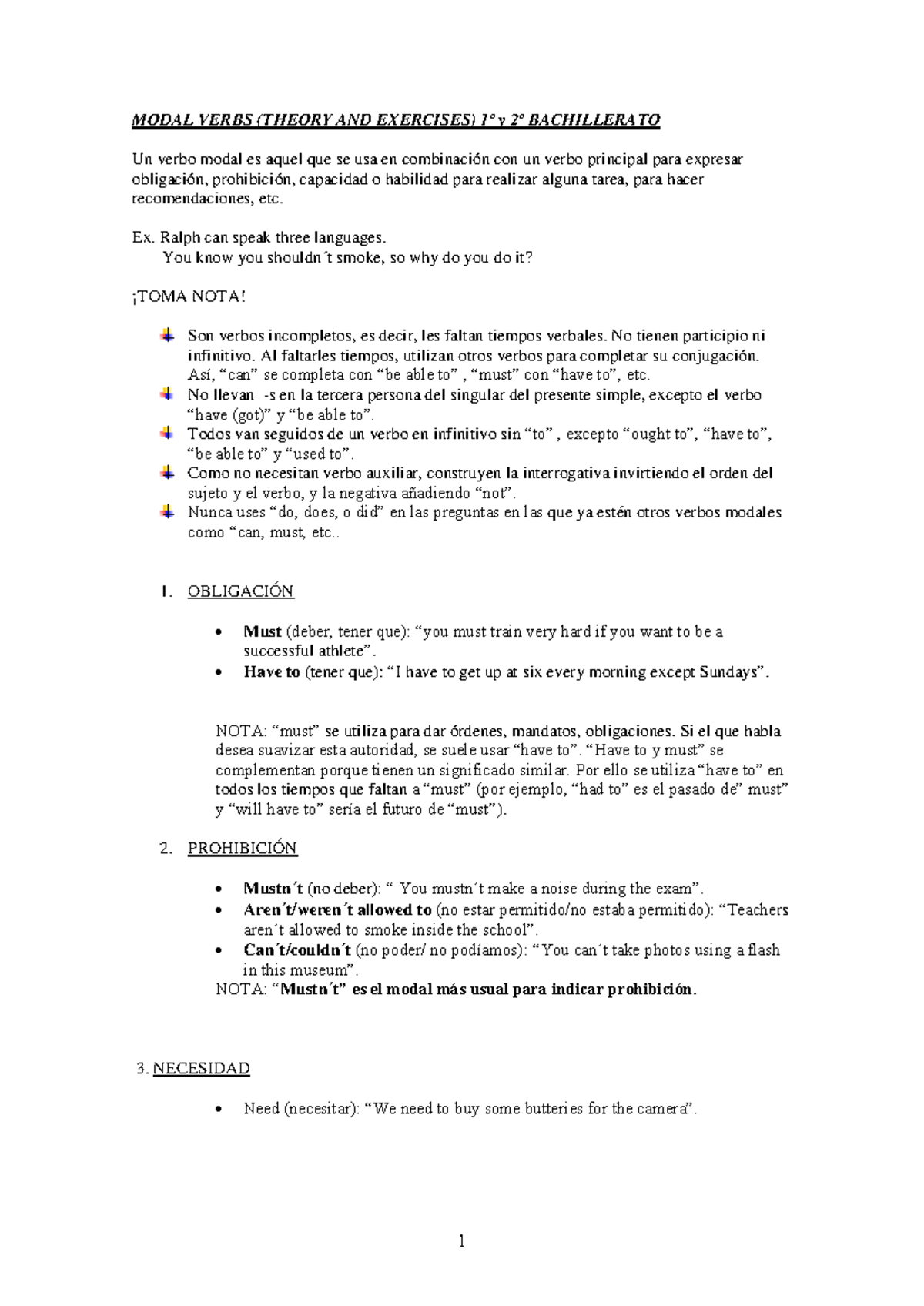 Teoría Modales - Act - MODAL VERBS (THEORY AND EXERCISES) 1º y 2º ...