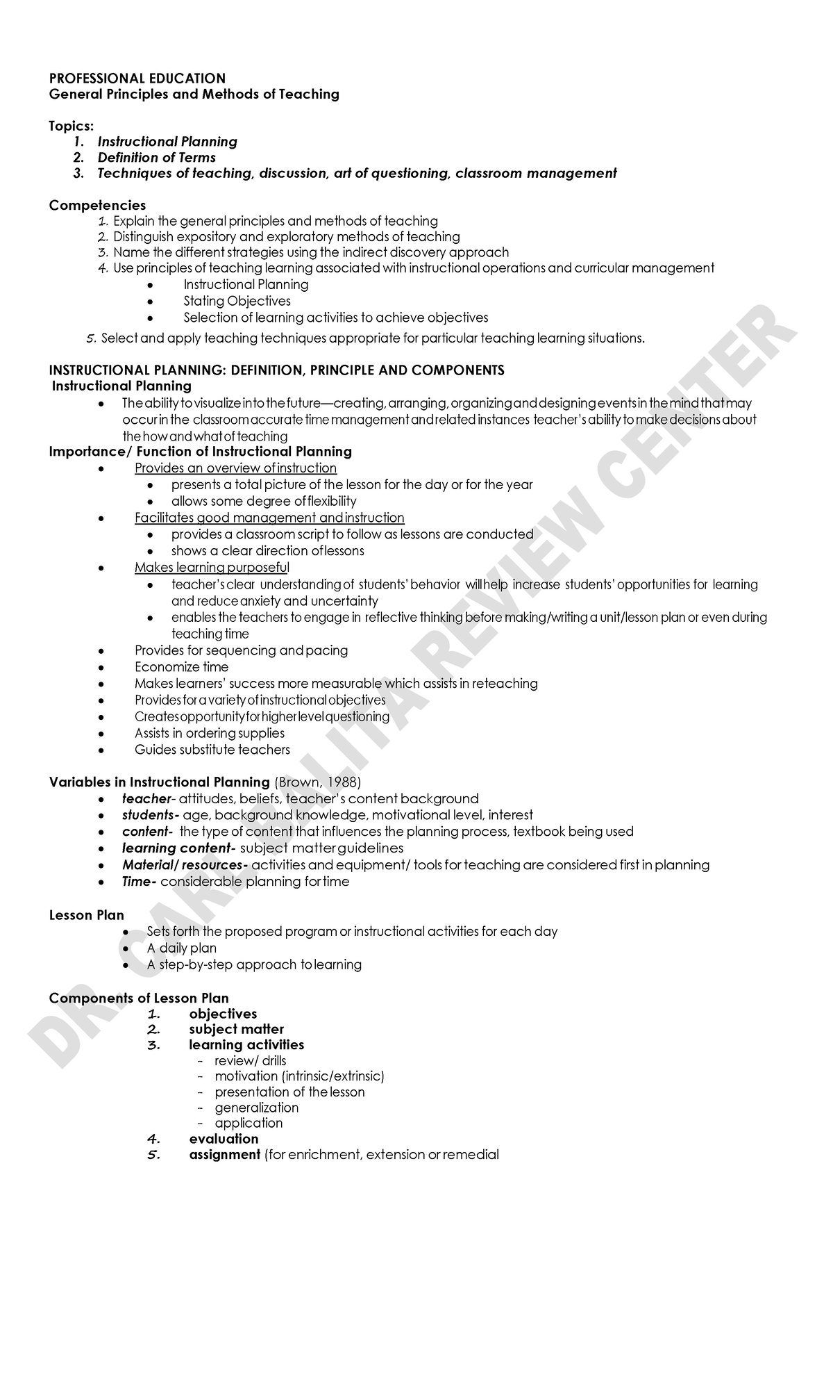 PROFESSIONAL EDUCATION: General Principles & Methods of Teaching - Studocu