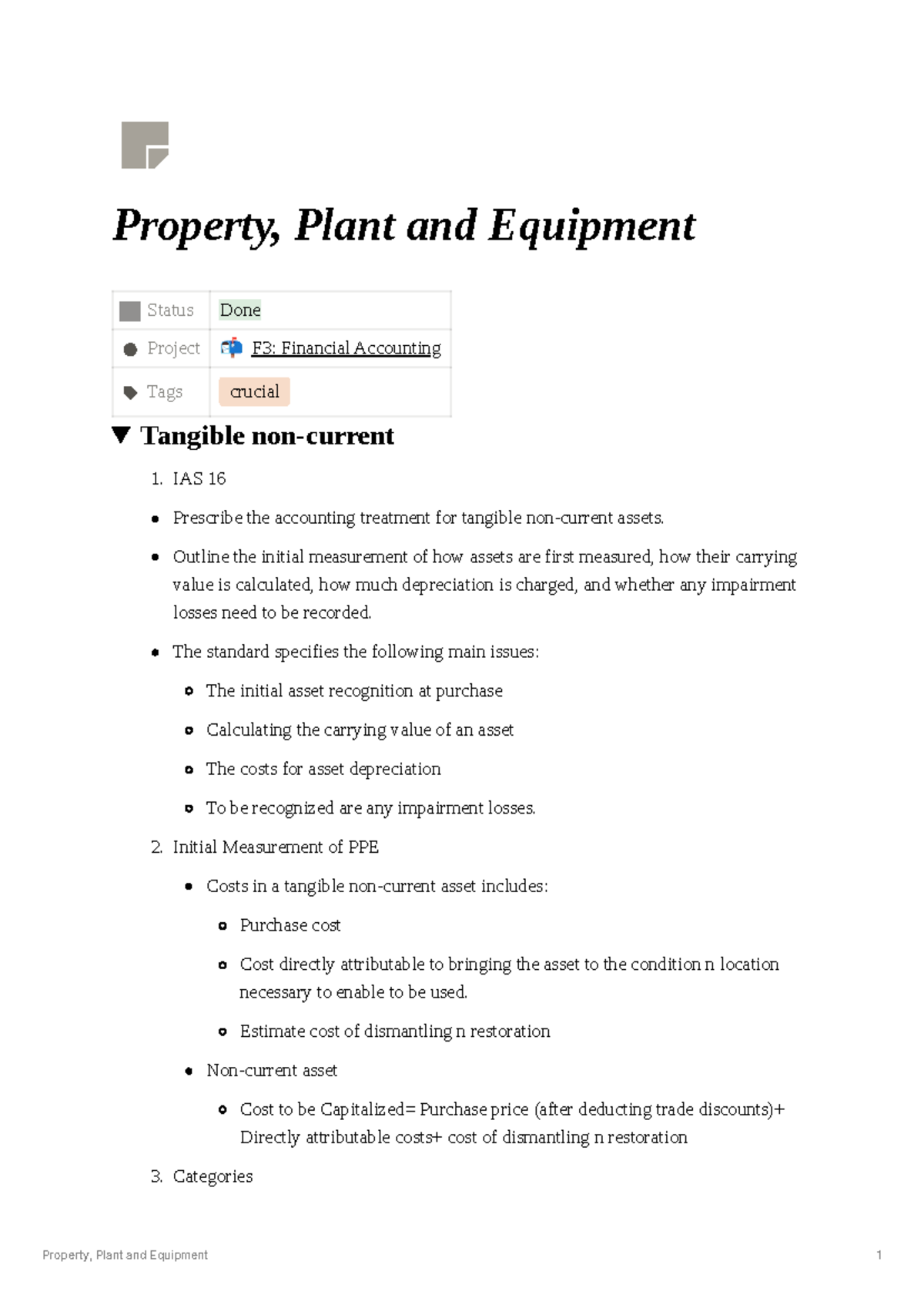 Property, Plant and Equipment Overview - Project F3: Financial ...