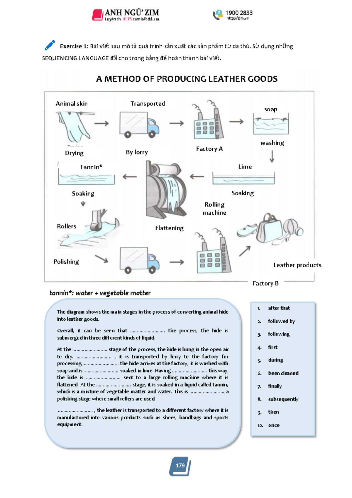 Process of leather goods - 179 SEQUENCING LANGUAGE đã cho trong b¿ng đß ...