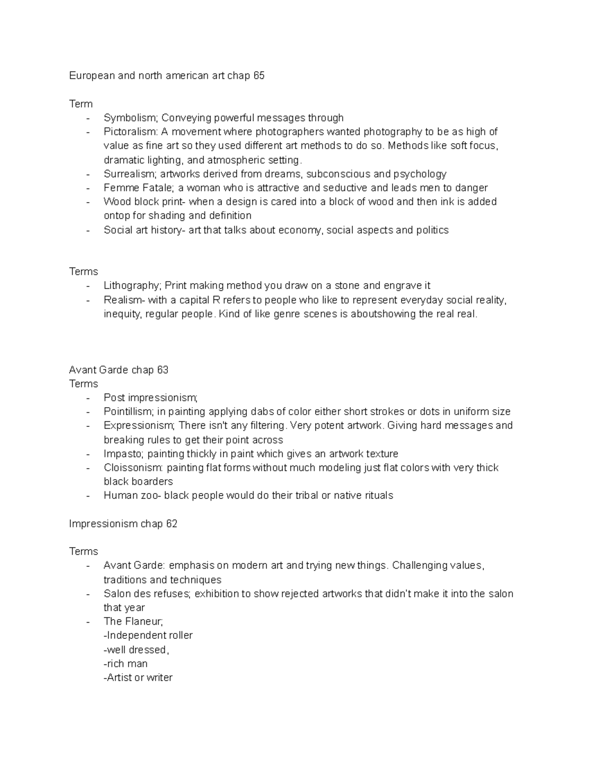 Exam 2 Notes: Key Terms in European & North American Art History - Studocu