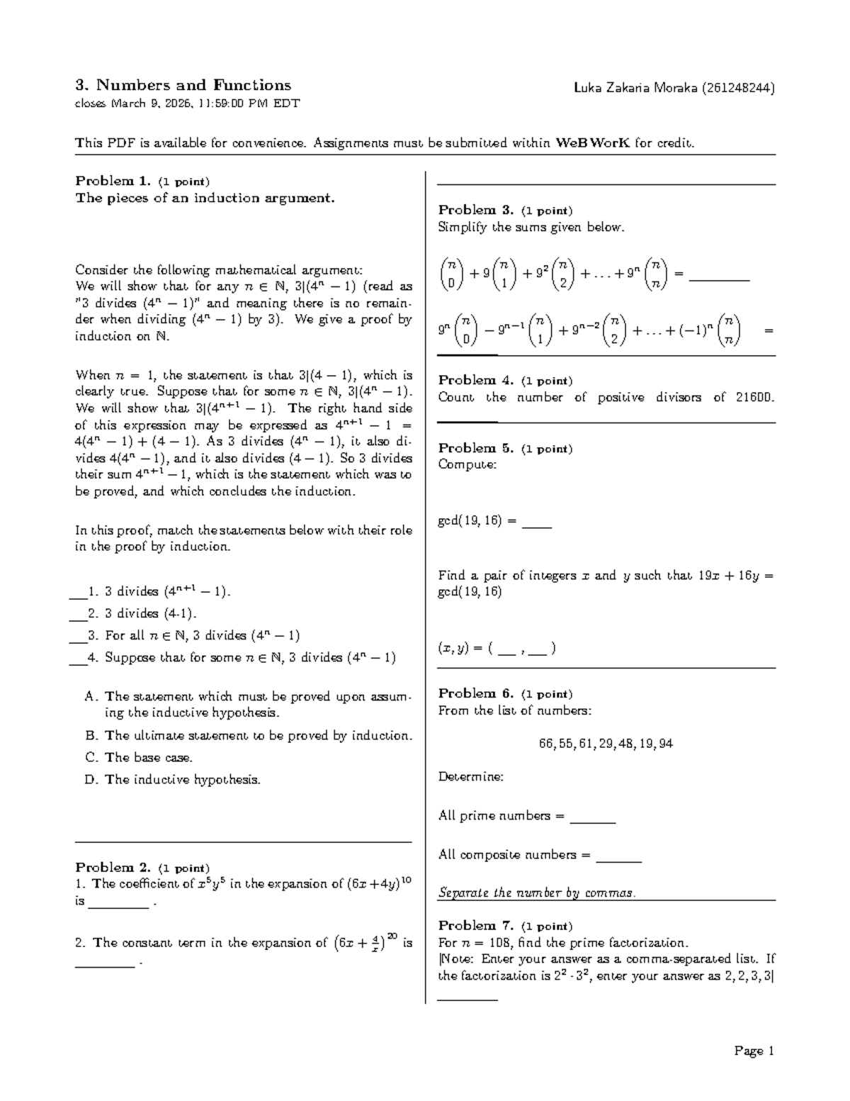MATH240 Winter 2026: Numbers and Functions Study Guide - Studocu