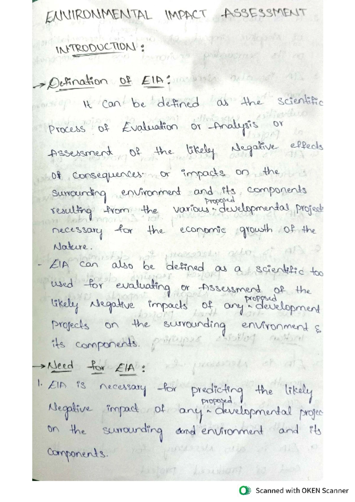 UNIT-I Environmental Impact Assessment (EIA) Notes for Study - Studocu