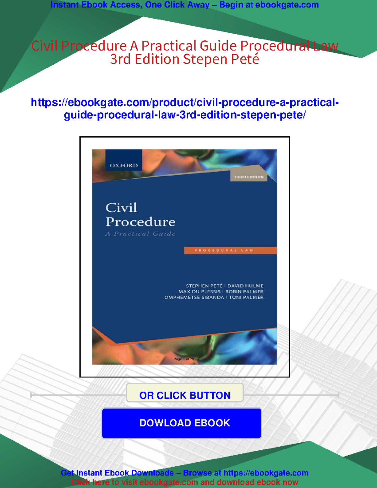 Civil Procedure: A Practical Guide (3rd Ed.) - Key Concepts & Insights ...