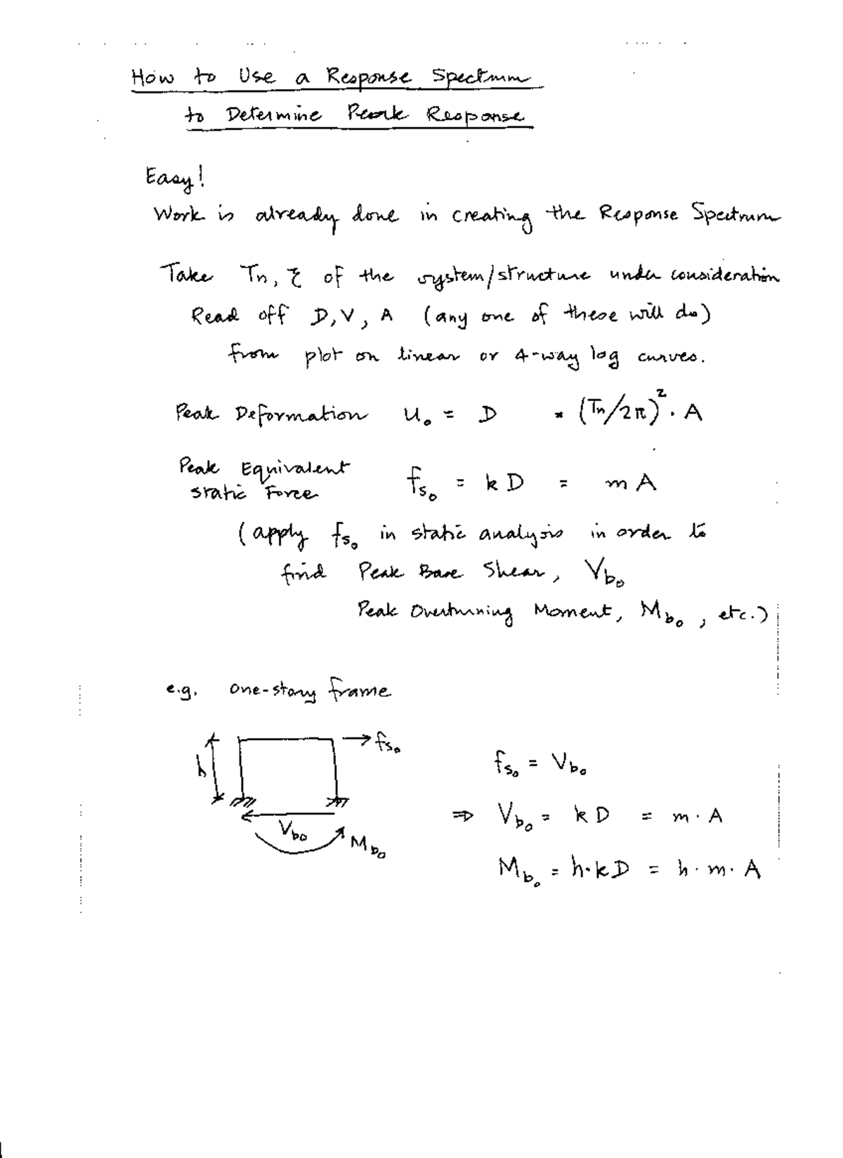Use of Response Spectra to Determine Peak Response in Structures (ENG ...