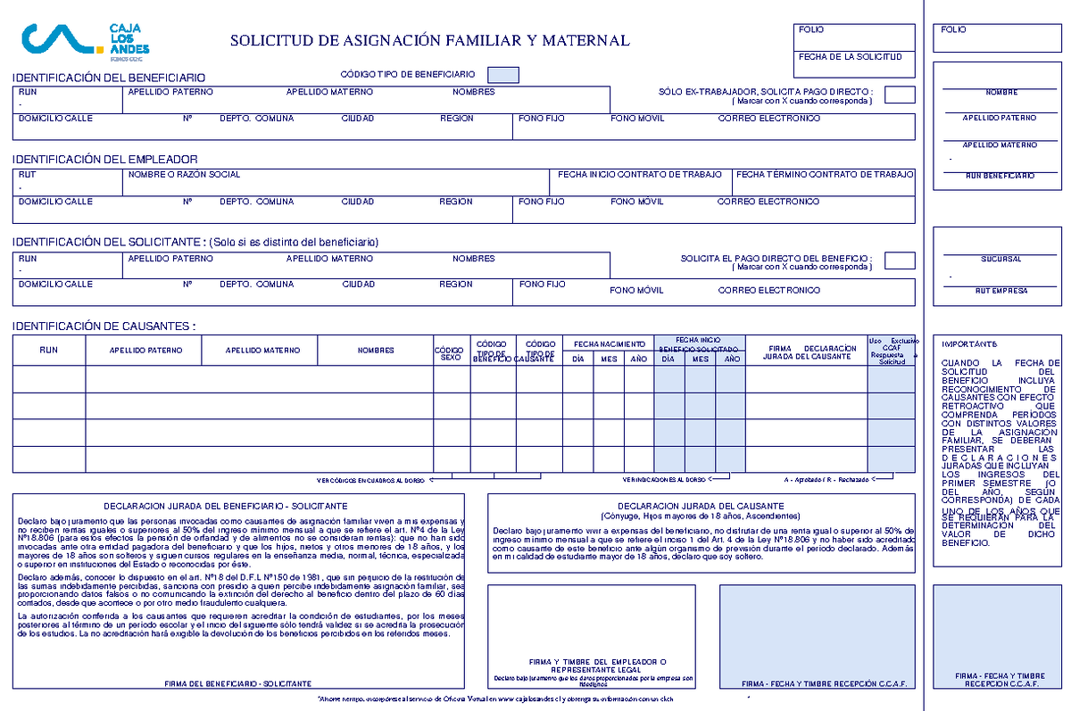 Solicitud de Asignación Familiar y Maternal - Formulario CCAF - Studocu
