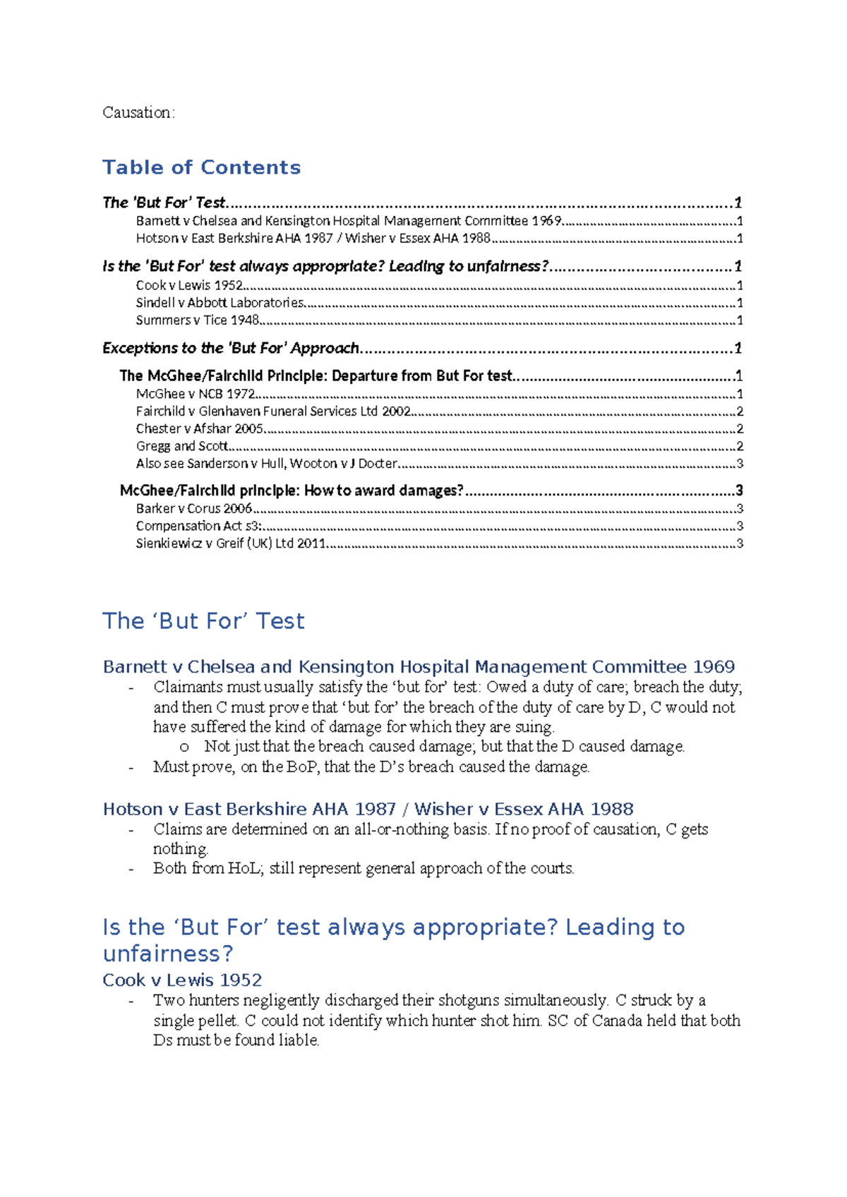 L4 Tort Causation: Key Cases and Principles Explained - Studocu
