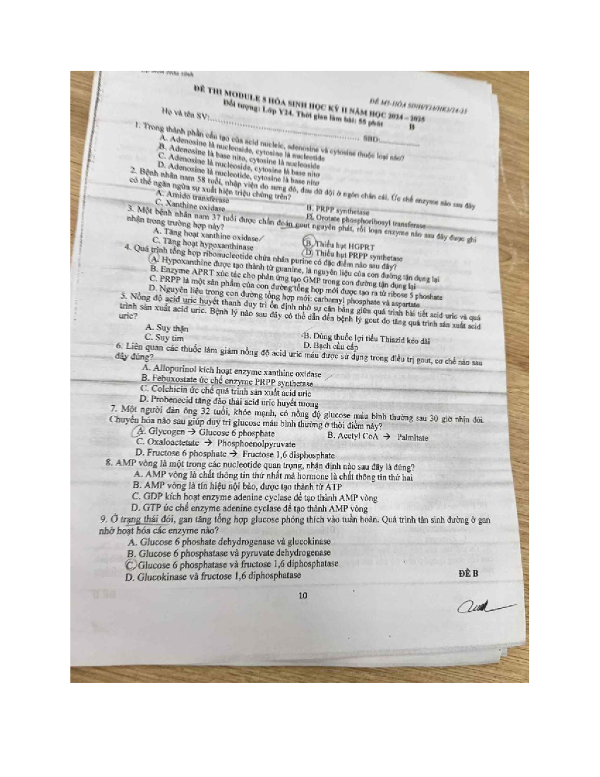 HS-24-25 - Đề Thi Môn Hóa Sinh Kỳ II Năm Học 2024-2025 - Document Preview