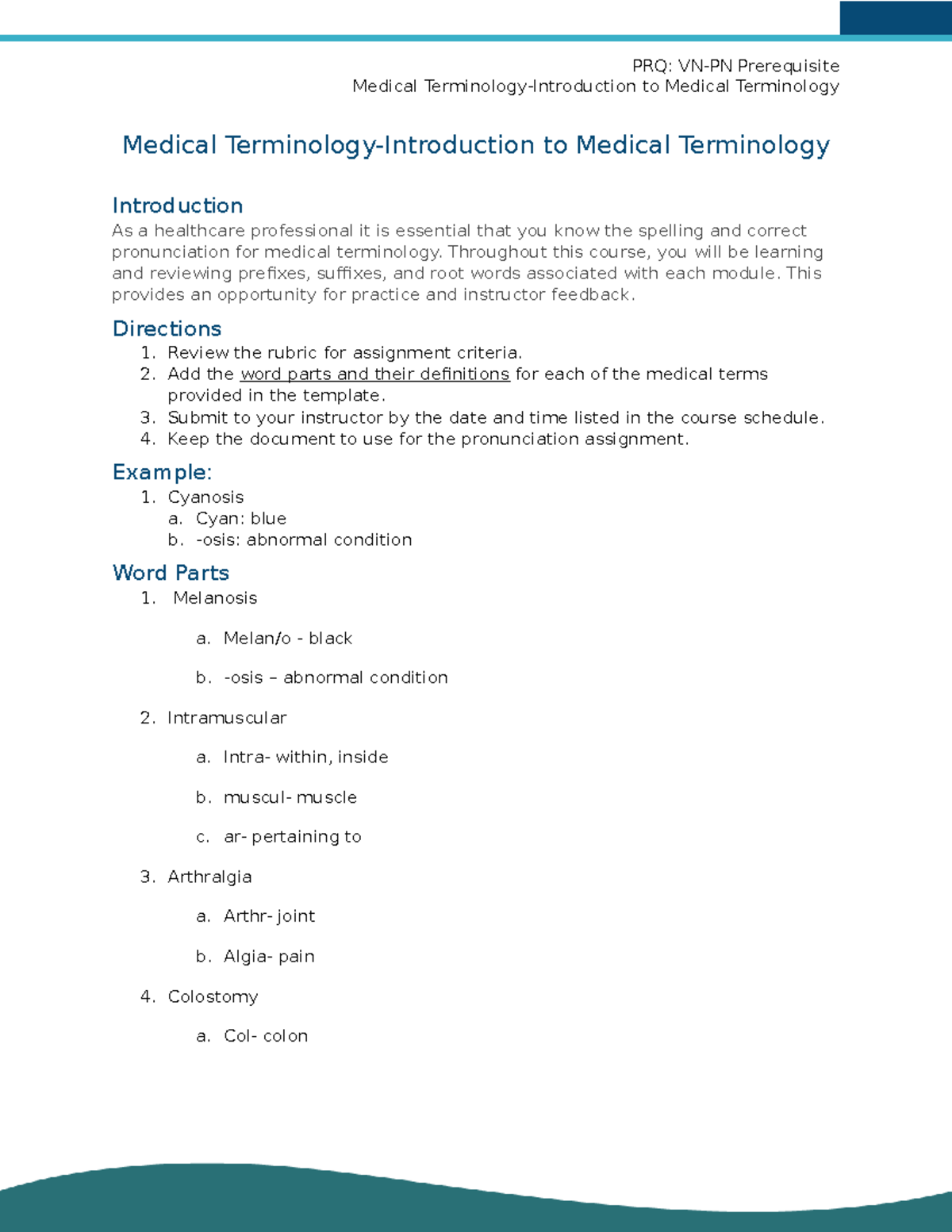 Medical Terminology Assignment CH1: Intro to Medical Terms - Studocu