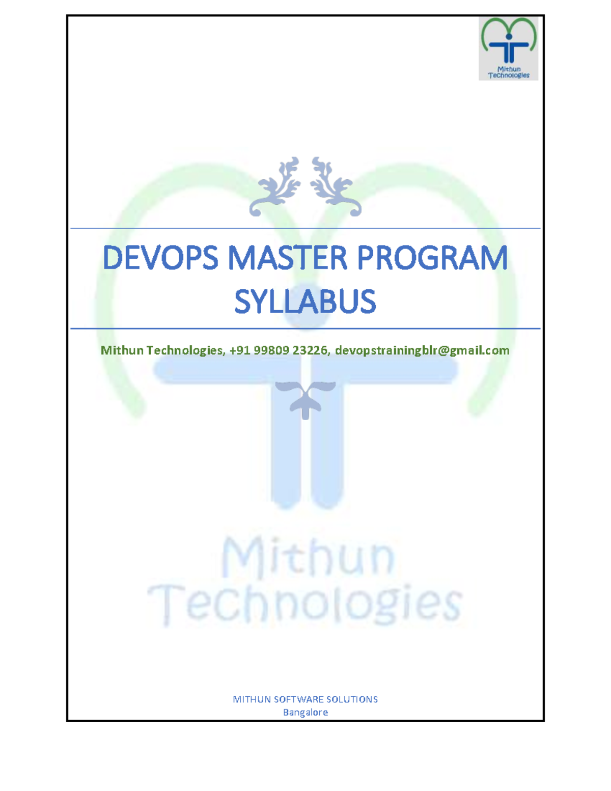 DEVOPS MASTER PROGRAM SYLLABUS 23226 - Mithun Technologies 2021 - Studocu