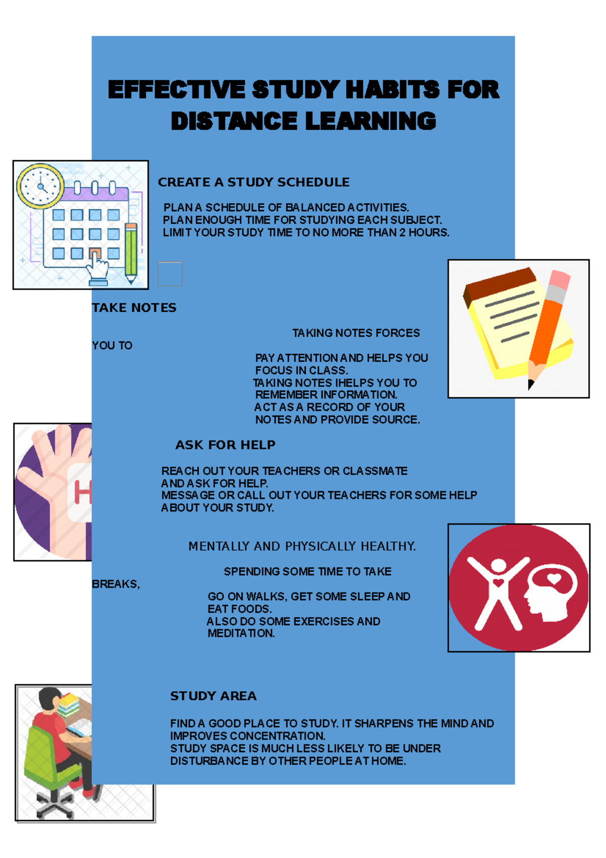Infographic - EFFECTIVE STUDY HABITS FOR DISTANCE LEARNING CREATE A ...