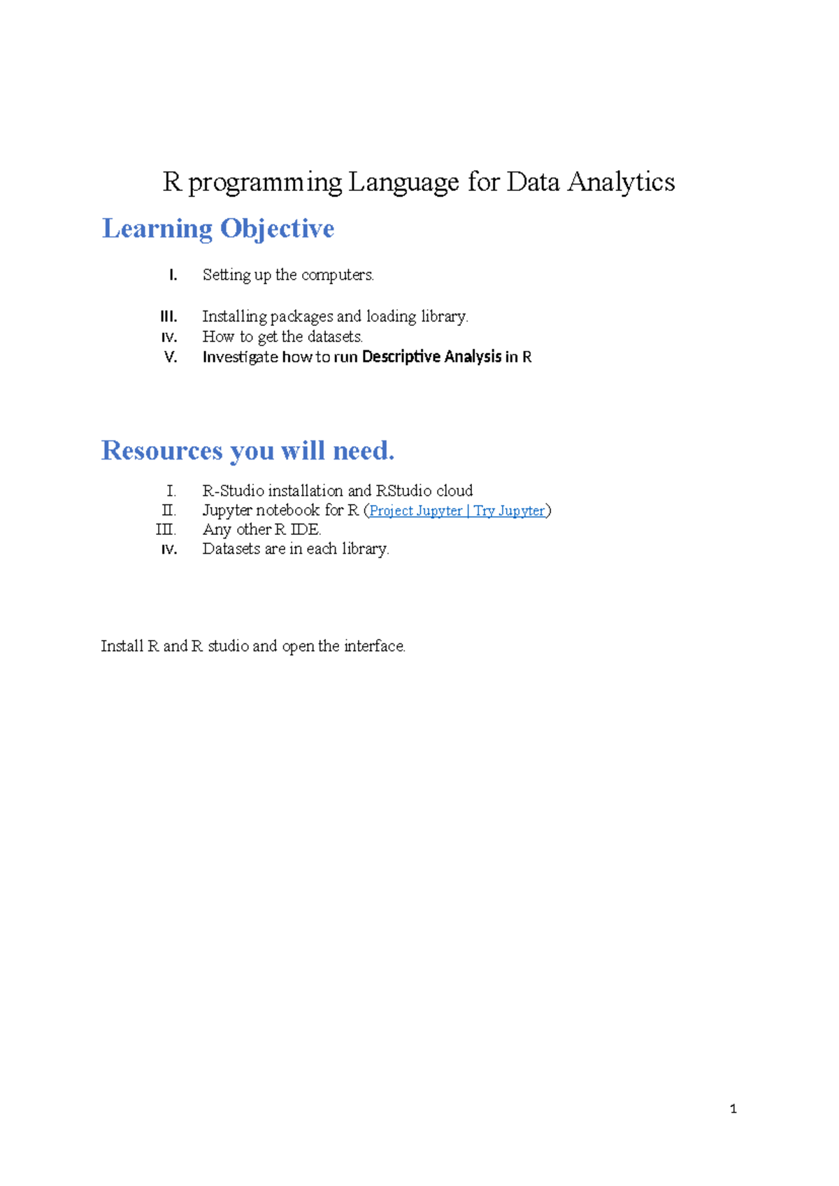 Tutorial Descriptive statistics for Data Analytics - R programming ...