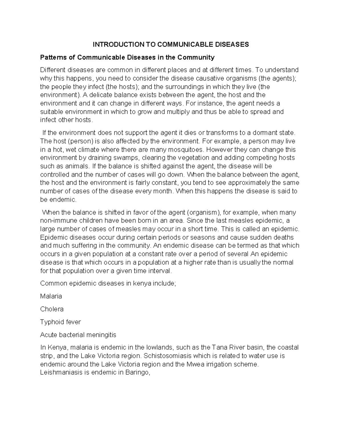 COMM 101: Patterns of Communicable Diseases in the Community - Studocu