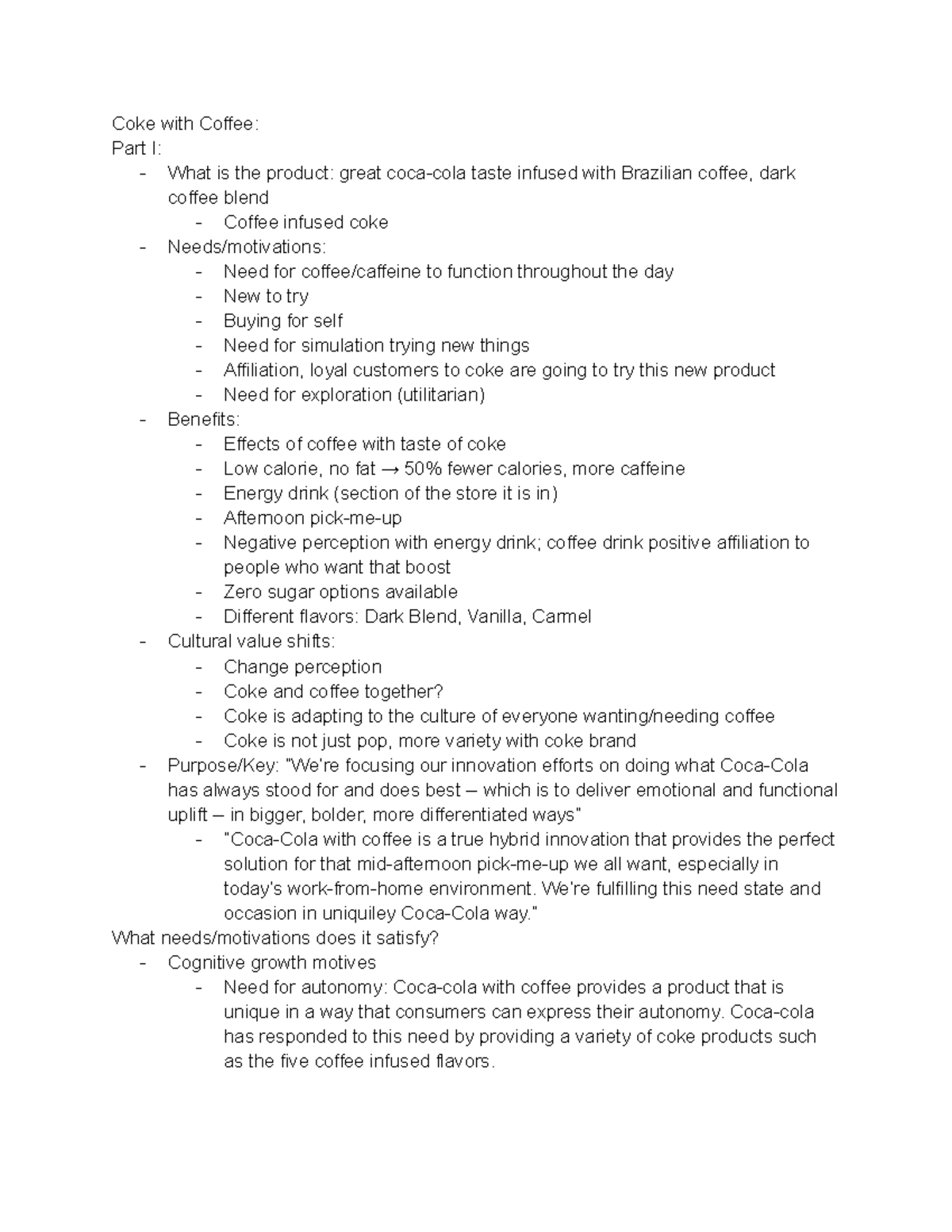 Coke with Coffee: Exploring Consumer Behavior and Motivations ...