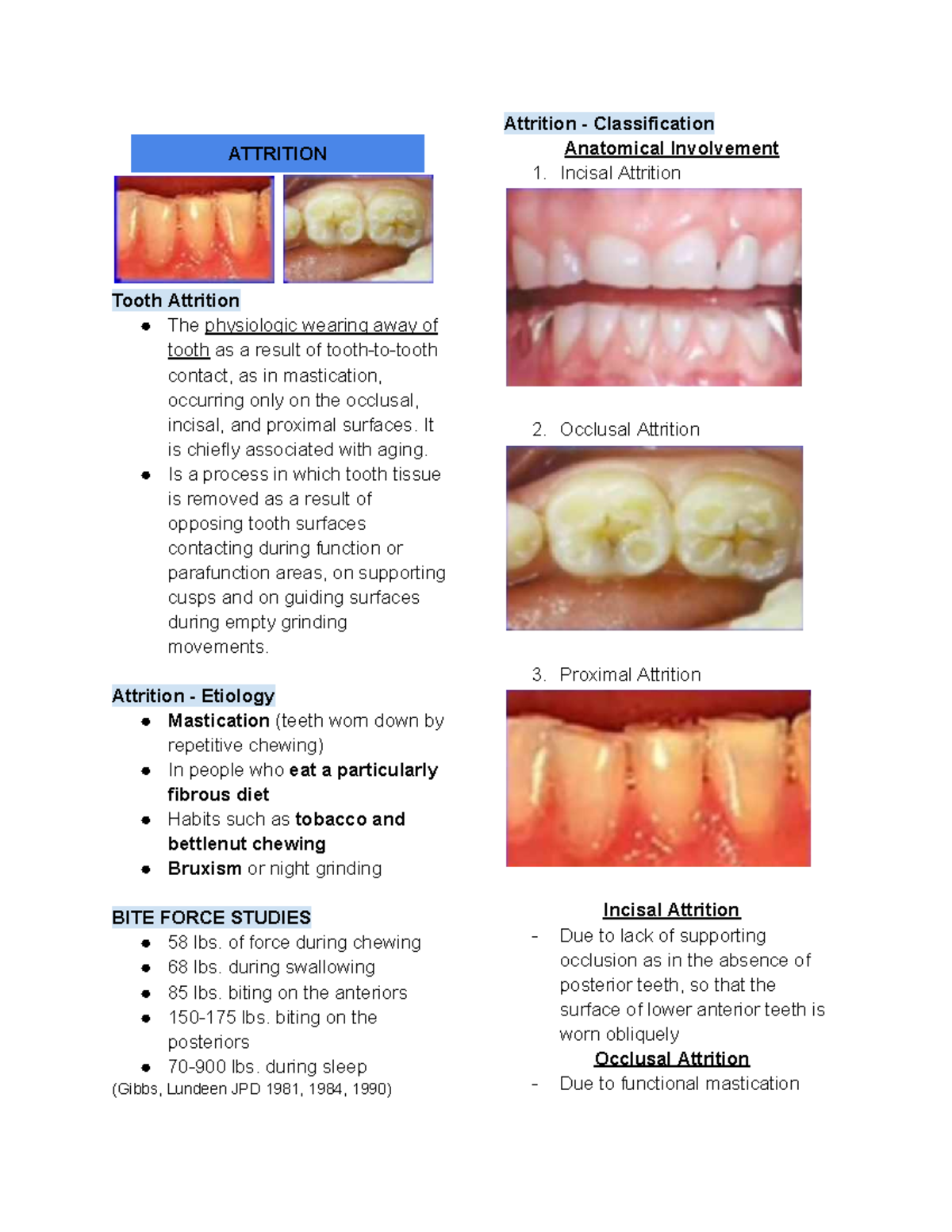 Module 2 Oral Pathology (LAB): Understanding Tooth Attrition and ...