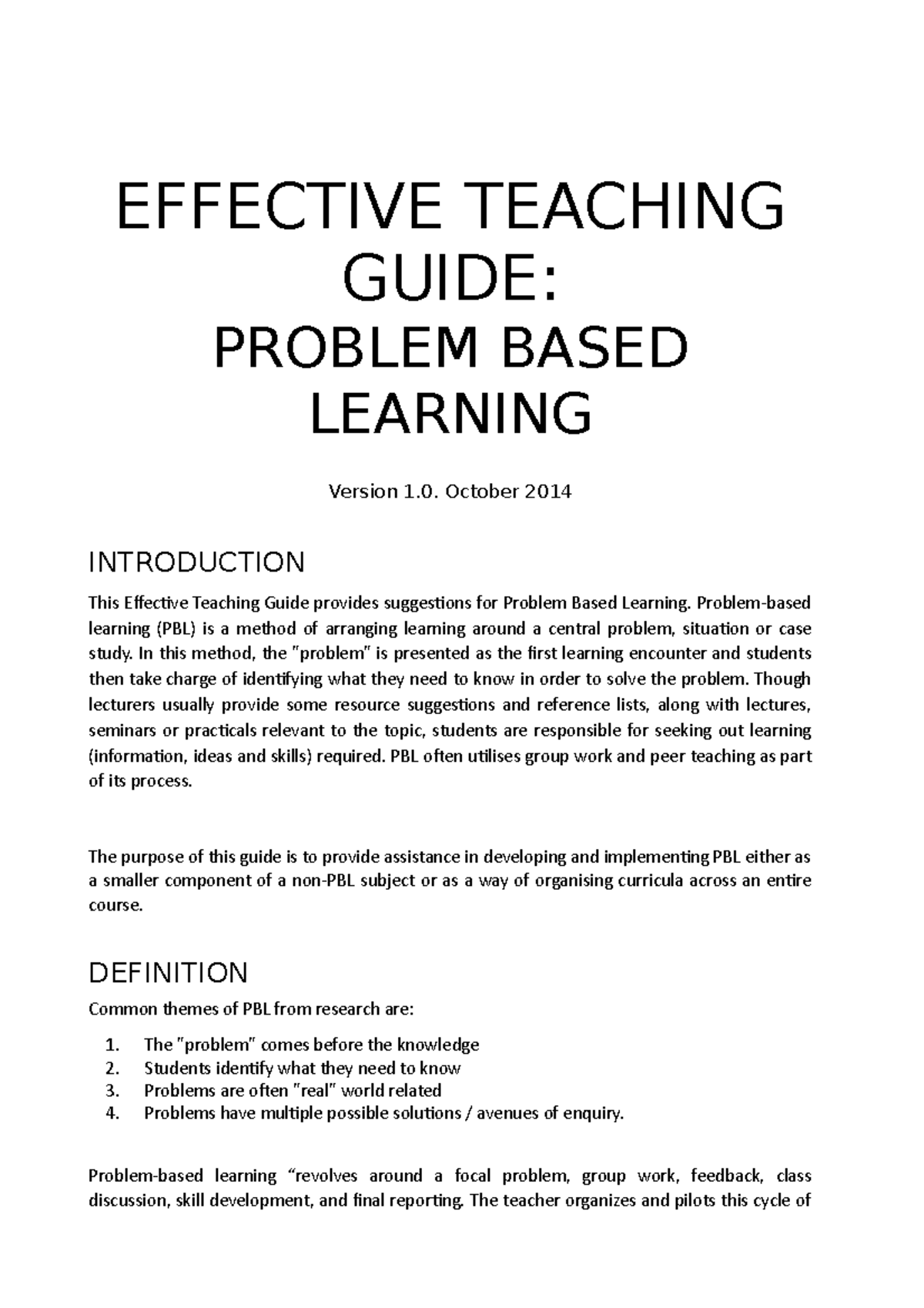 Effective Teaching Guide Problem Based - EFFECTIVE TEACHING GUIDE ...