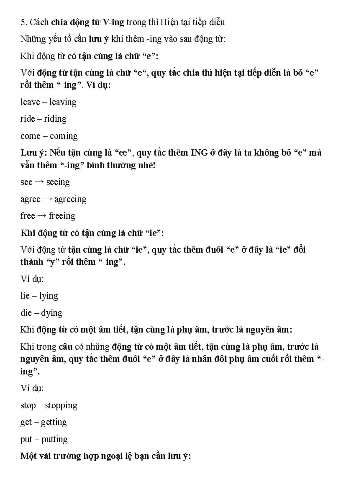 Httd - Chia động từ trong thì Hiện tại tiếp diễn - Studocu