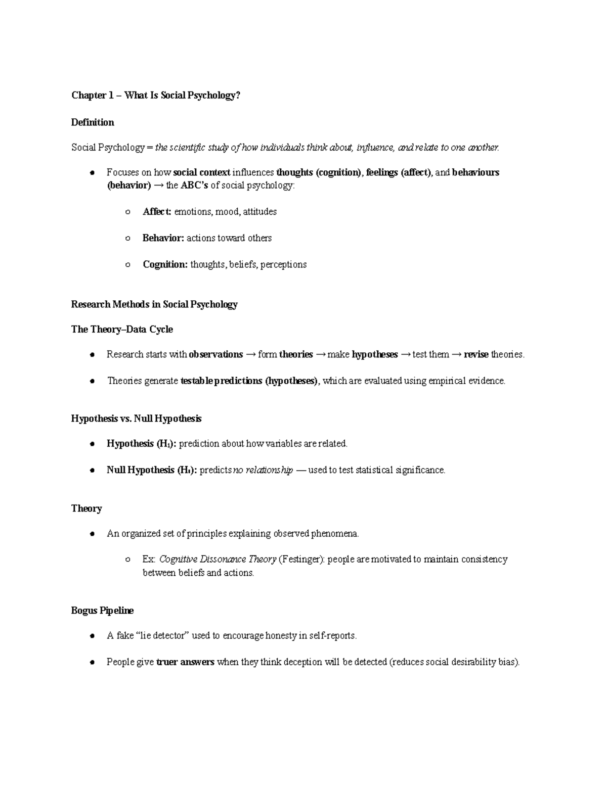 Chapter 1: Understanding Social Psychology - Key Concepts and Theories ...