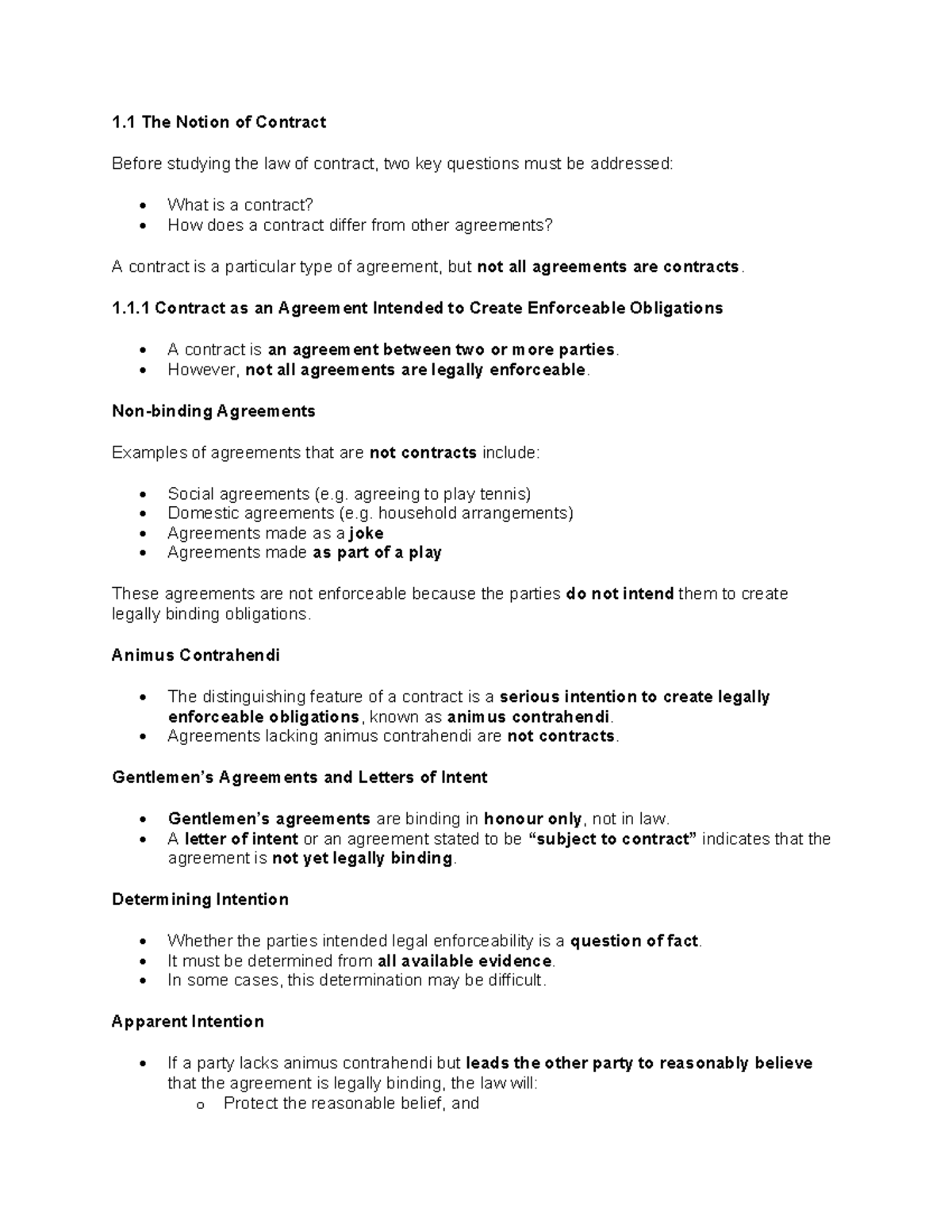 Contract Law Overview: Key Concepts and Definitions - Studocu