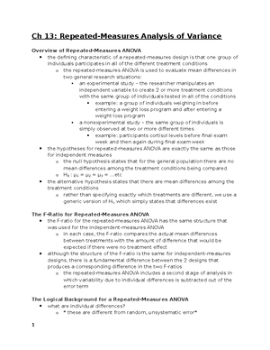 Exam 3 Notes - Exam 3 - PSYCH 1073 Exam 3 notes Chapter 14 Two factor ...