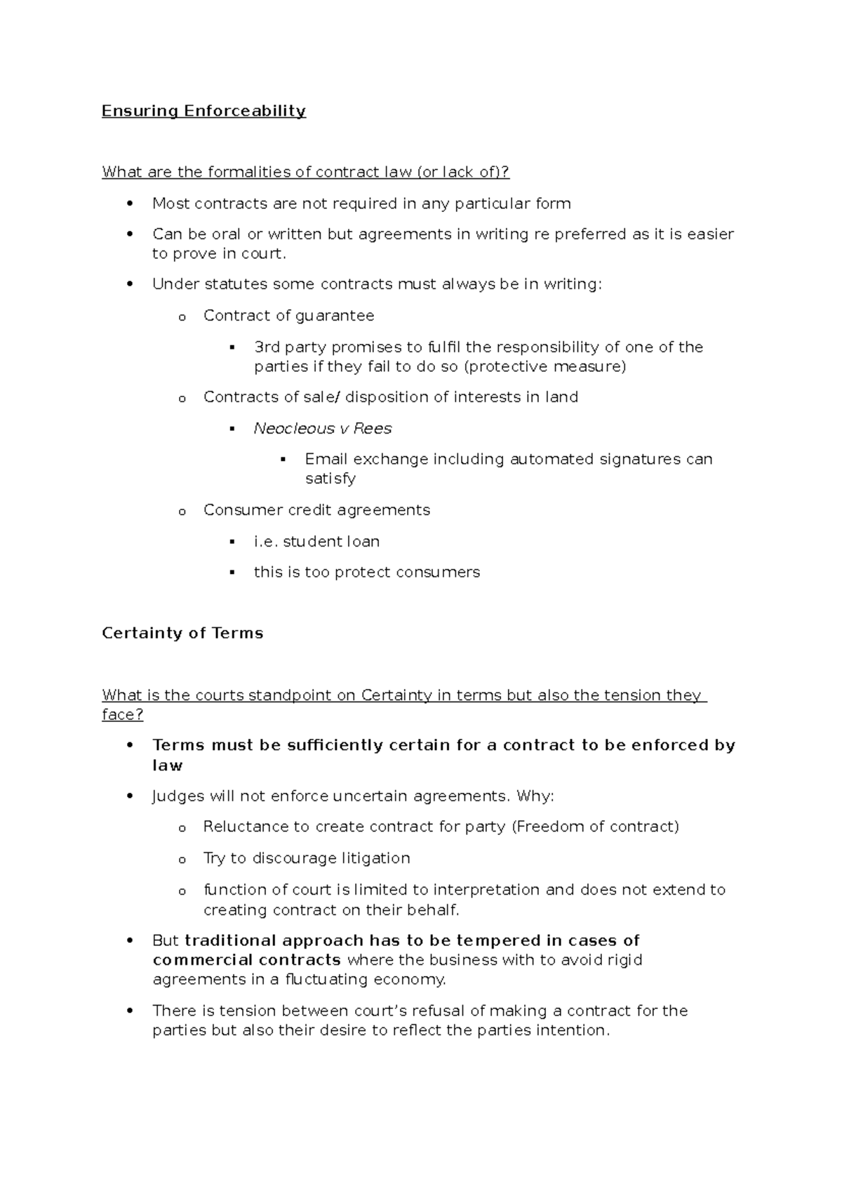 Contract Law Formalities: Ensuring Enforceability and Certainty - Studocu