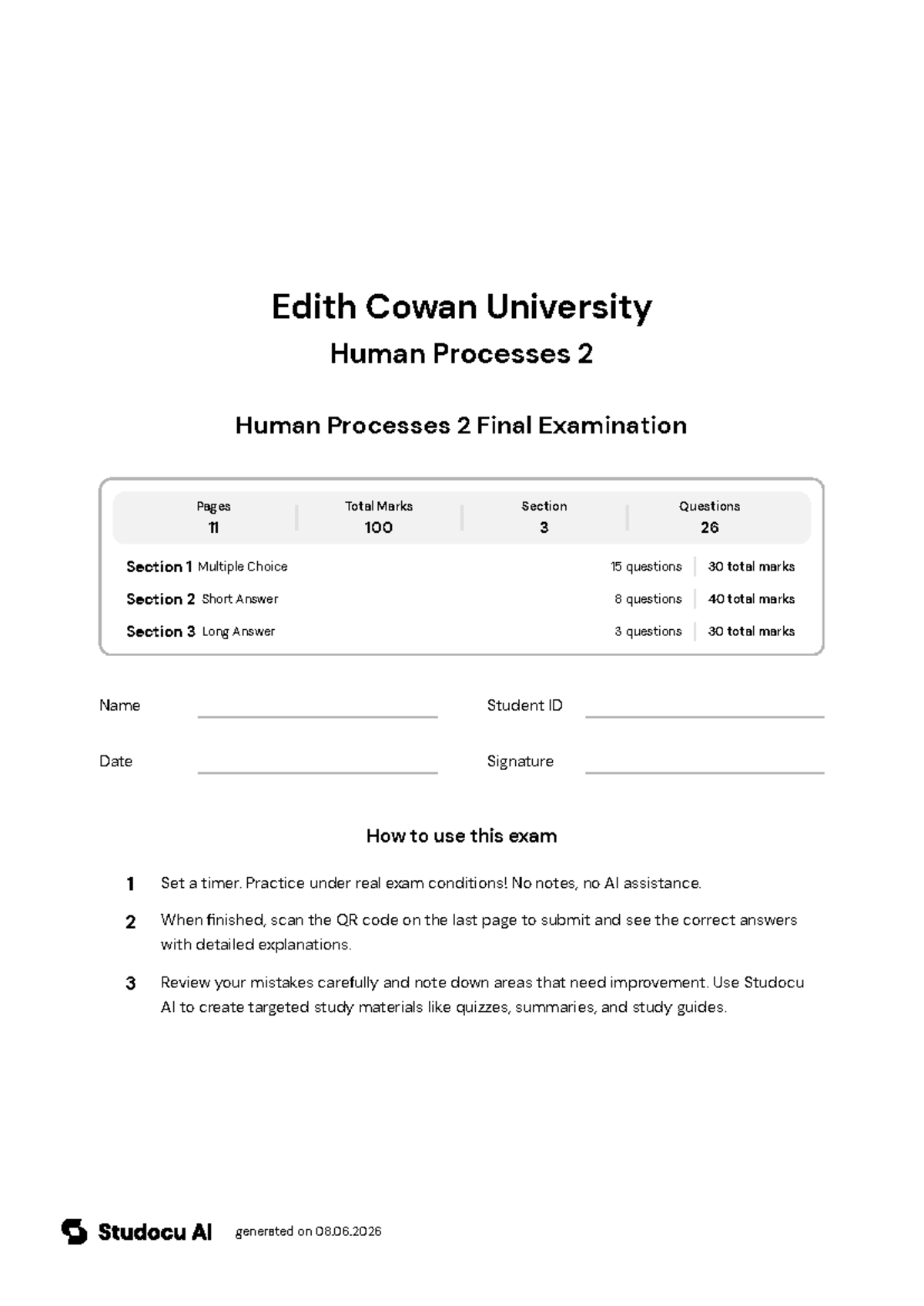 Human Processes 2 Final Examination - Studocu