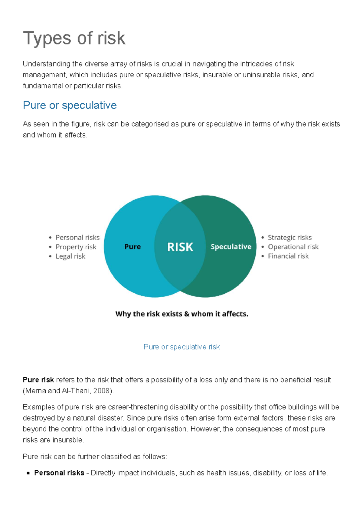 Types of Risk: Understanding Pure vs Speculative Risks in Management ...