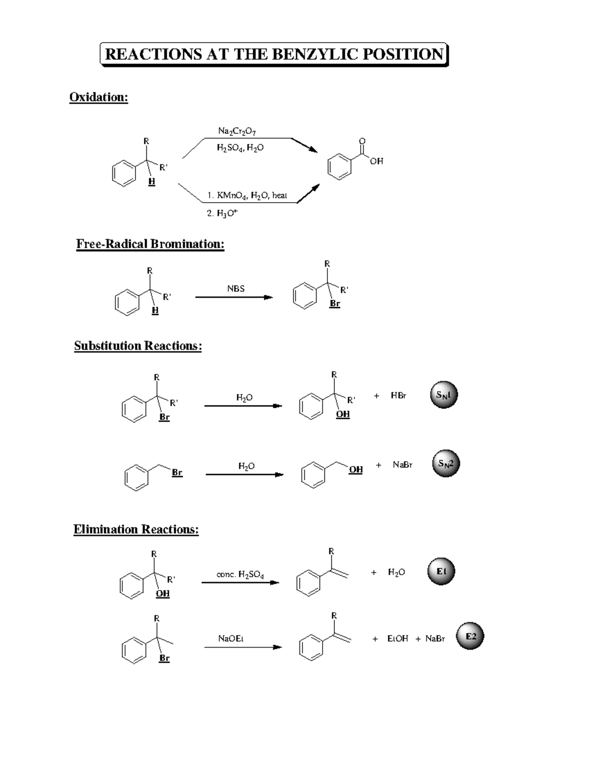 Reactions AT THE Benzylic Position - REACTIONS AT THE BENZYLIC POSITION ...