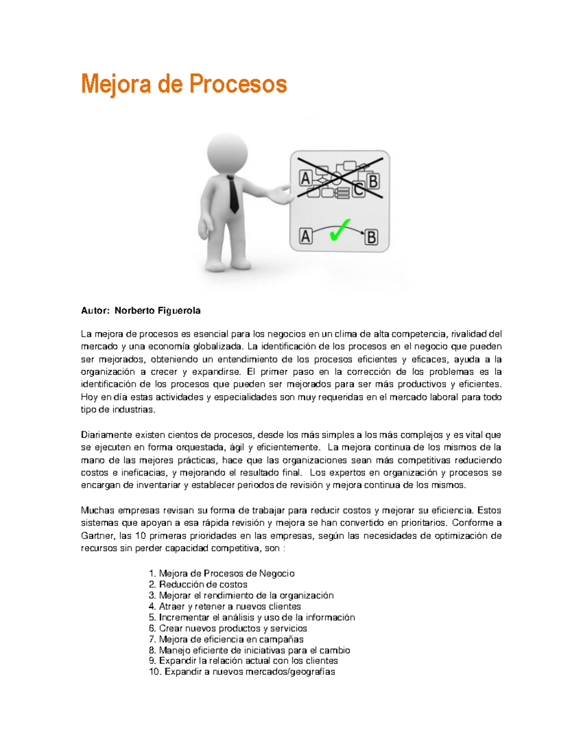 Mejora de Procesos: Apuntes Clave para la Optimización Eficiente - Studocu