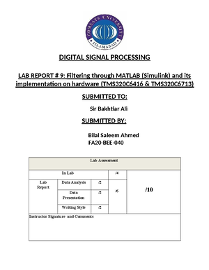 Lab assignment 1 - Digital Signal Processing - Digital Signal ...