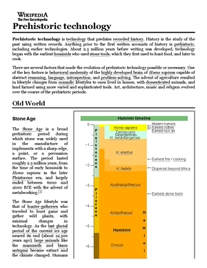 Prehistoric Technology Overview: From Stone Age to Bronze Age - Studocu