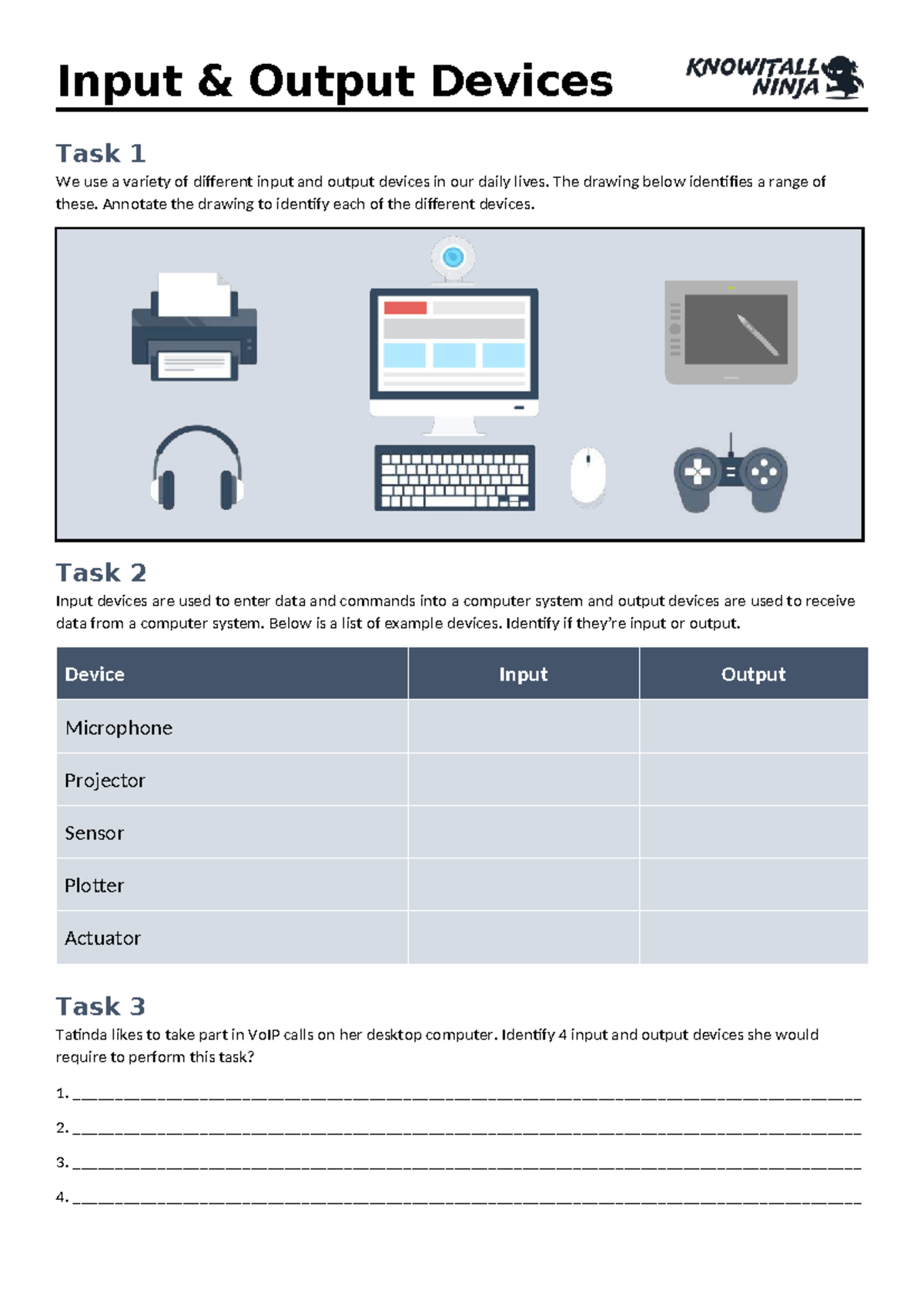 05 Input and Output Devices - Input & Output Devices Task 1 We use a ...